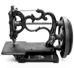 A hand-crank sewing machine manufactured circa 1875. Hand crank machine circa 1875