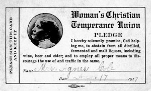 Alcohol WCTU pledge card 1917