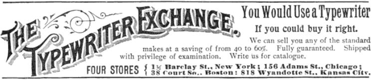 Typewriter ad 1896