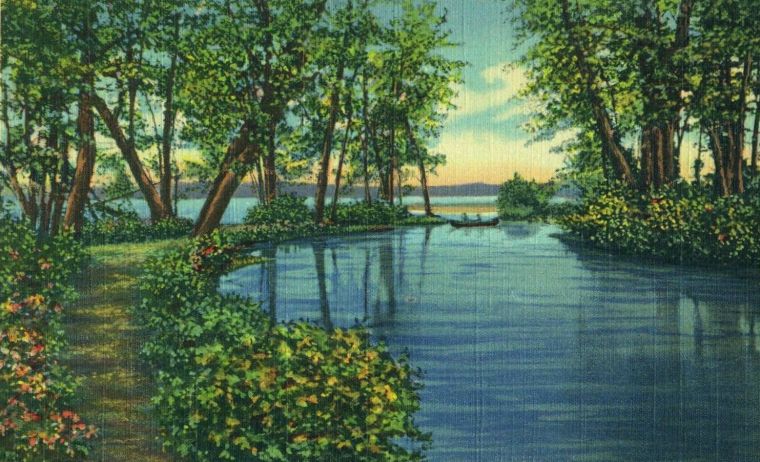 Canoing at an inlet-early 1900s