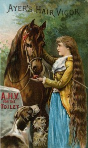 Front side of an Ayers Hair Vigor trade card