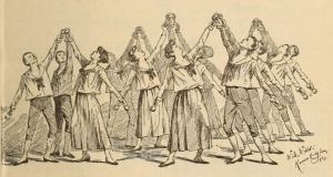 Image of a physical culture class using dumb-bells, 1890