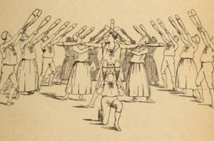 Image of a Physical Culture Class using Indian Clubs 1890