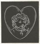 Drawing in white chalk of a child's face inside the shape of a heart