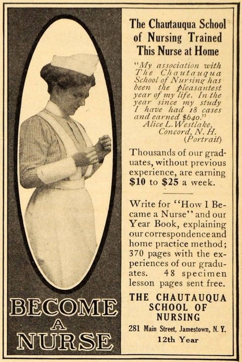 Newspaper ad for a New York nursing school