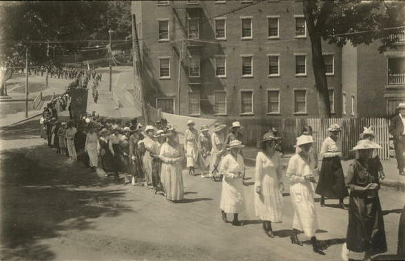Women parade down the street