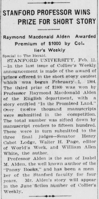 Article in The Los Angeles Herald, February 13, 1905