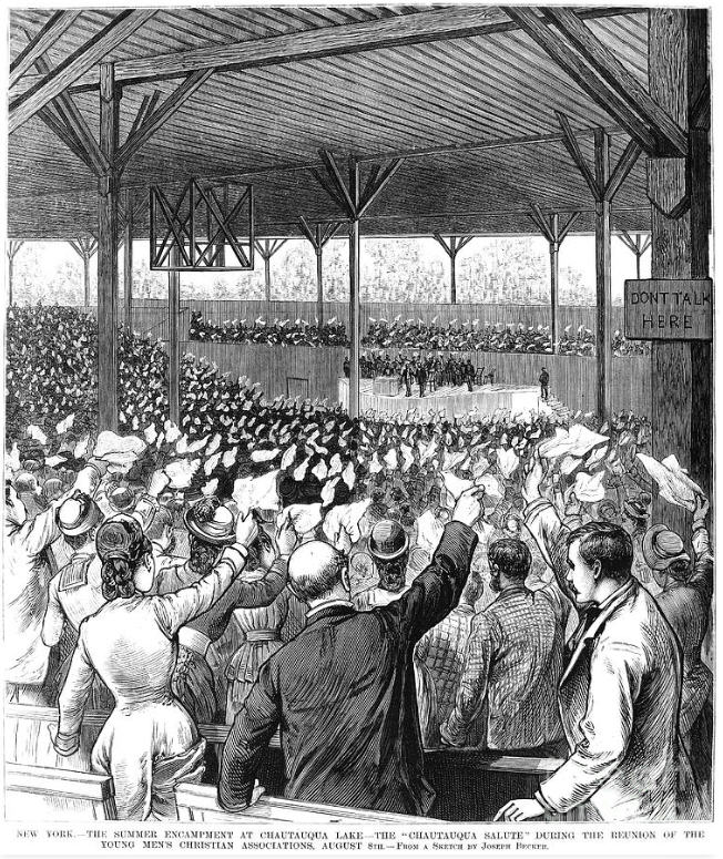 An 1880 drawing of the Chautauqua Salute by Joseph Becker.