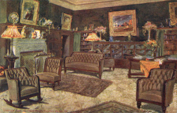 Parlor illustration from a 1911 furniture store trade card
