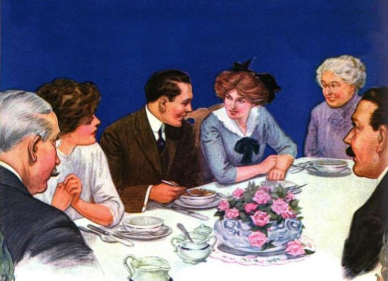 Post Toasties ad 1914 - at the dinner table ed