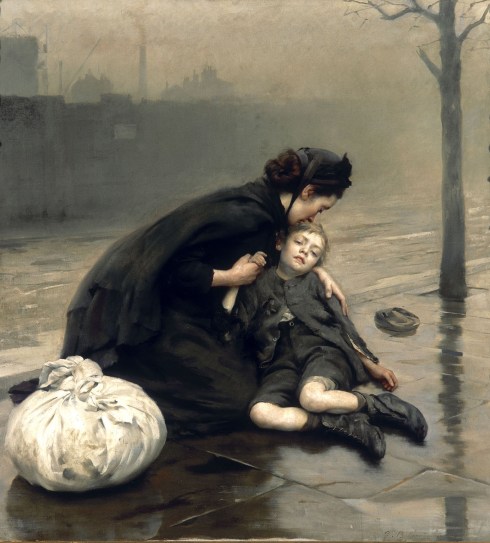 "Homeless" by Thomas Benjamin Kennington, 1890.
