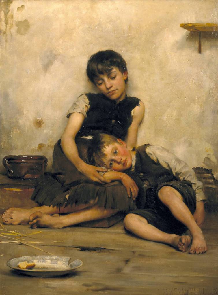 "Orphans" by Thomas Benjamin Kennington, 1885. 