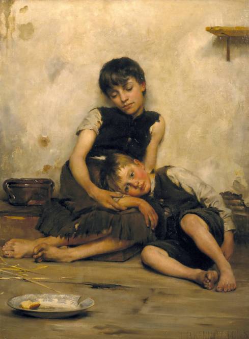 "Orphans" by Thomas Benjamin Kennington, 1885. 