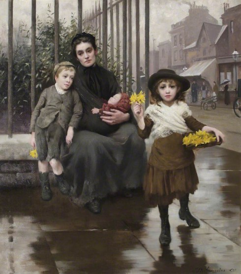 "The Pinch of Poverty" by Thomas Benjamin Kennington, 1891.
