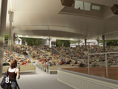 An artist's rendering of the view from the stage toward the rear of the structure. (www.ciweb.org)