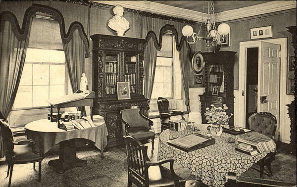 Undated photo of Henry Wadsworth Longfellow's study, Cambridge, Massachusetts