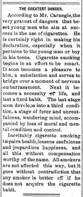 From The Bemidi Daily Pioneer (Bemidji, Minnesota). May 18, 1907.