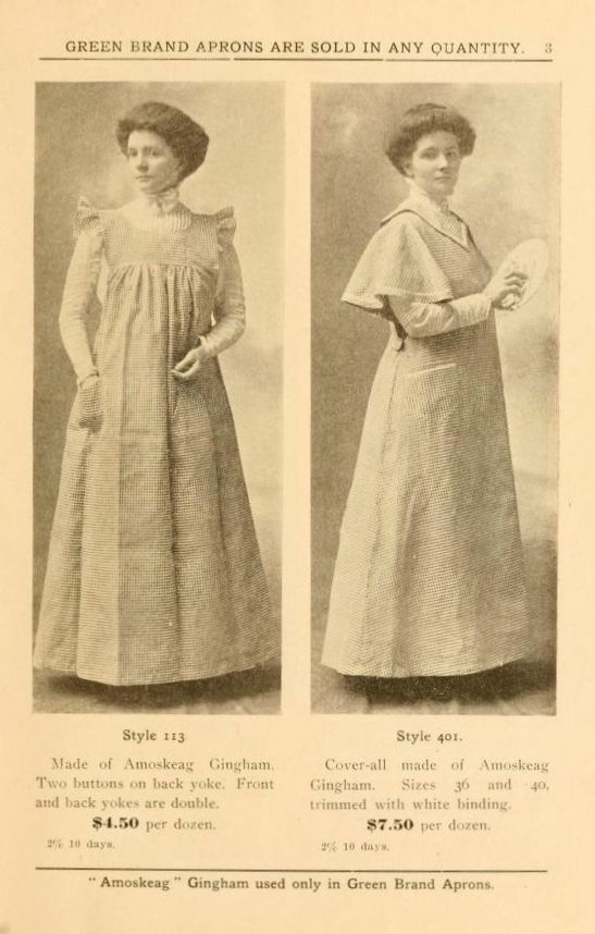 A 1904 magazine ad for Green Brand aprons.