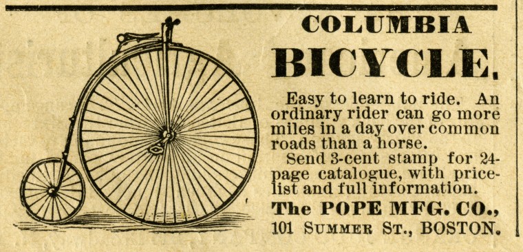 An 1879 bicycle ad.