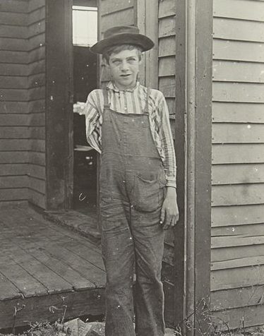 A young box factory worker after an accident with a veneering saw; 1907.