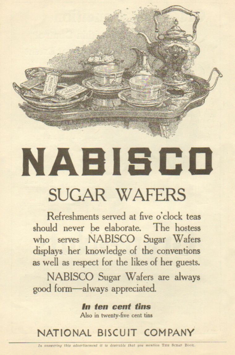 Magazine ad for Nabisco Wafers, about 1910