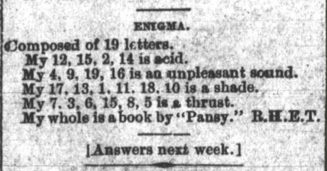 Pansy, the Enigma  Isabella Alden
