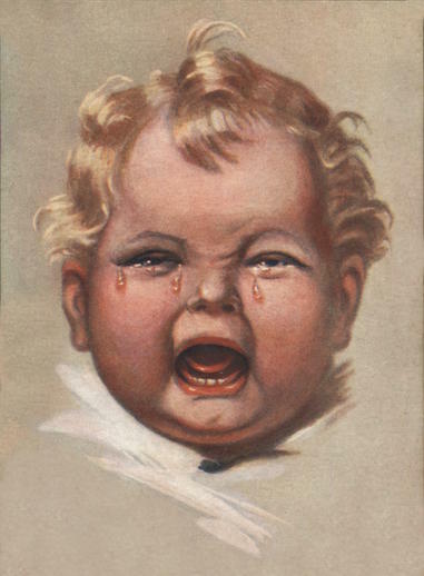 Illustration of head of a crying baby