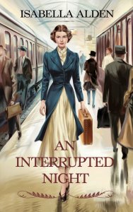 Book cover showing a young woman carrying a suitcase striding purposefully down the boarding platform of a train station while other people enter and exit nearby train cars.