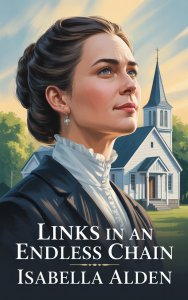 Book cover showing a close-up of a determined middle-aged woman in 1910-era dress. Her hair is in a period-appropriate bun, and she looks upward with an expression of cautious hope. Behind her is a small white church with a steeple.