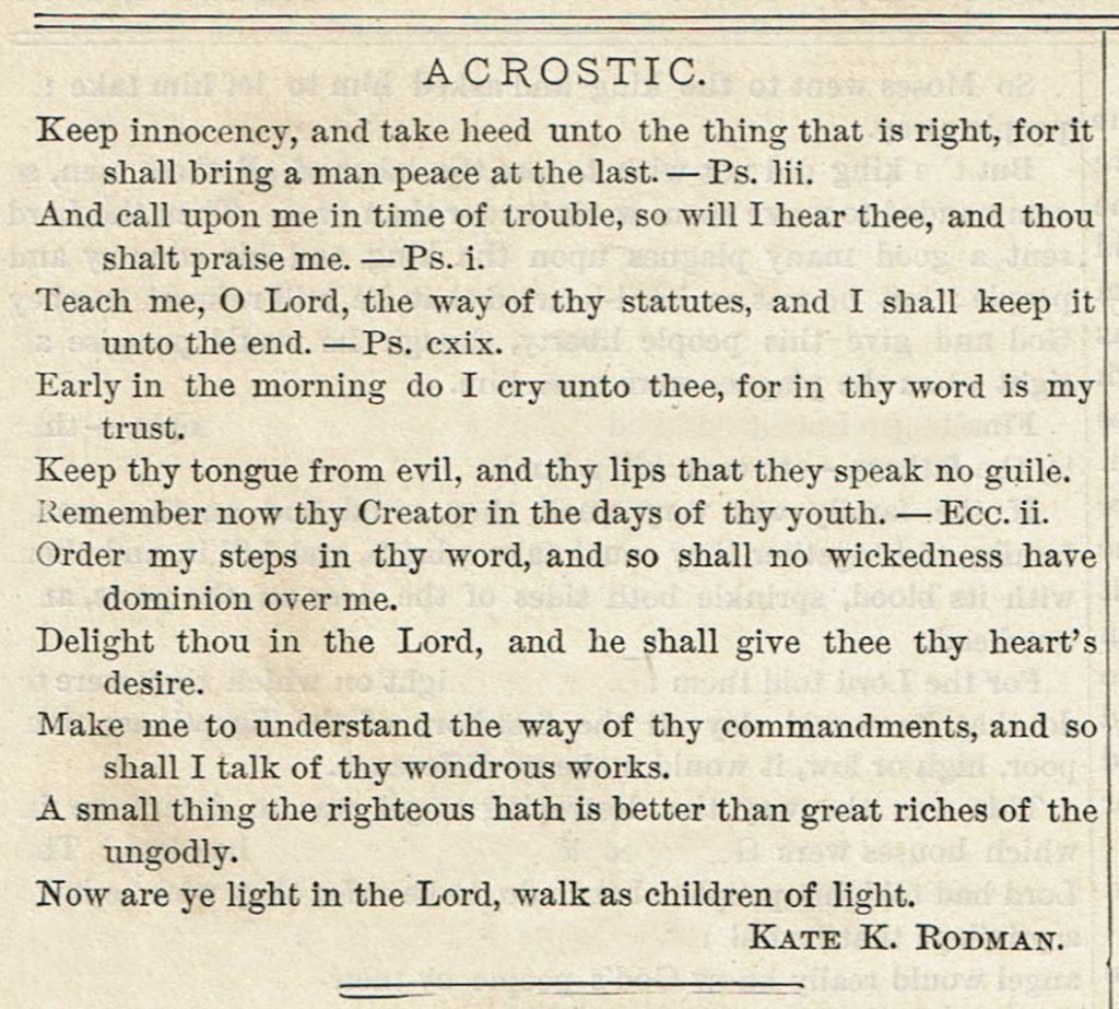Clipping from the magazine showing the acrostic puzzle transcribed below.